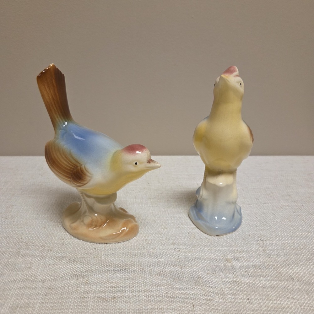 Vintage Royal Copley Ceramic Bird Figurines Set Of 2 6.5in